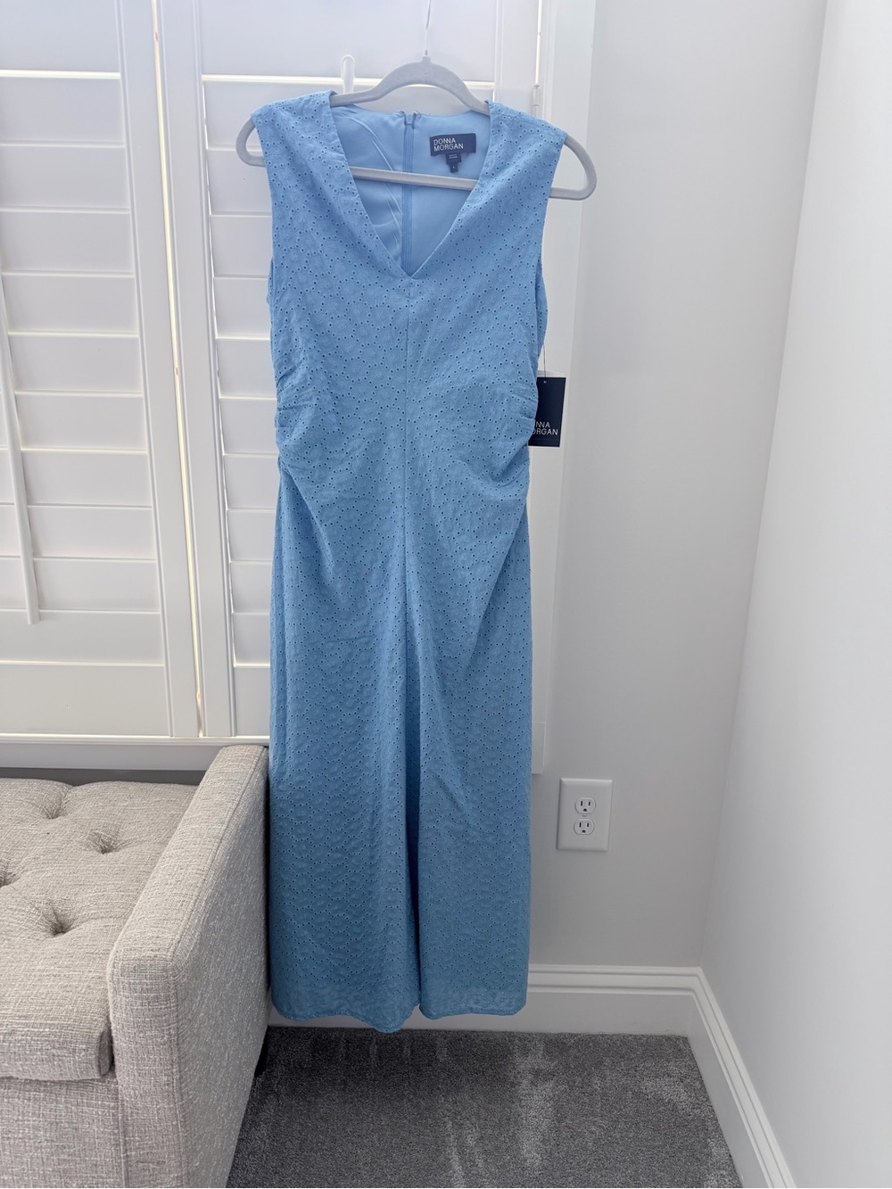 Donna Morgan Light Blue Eyelet Sleeveless Dress